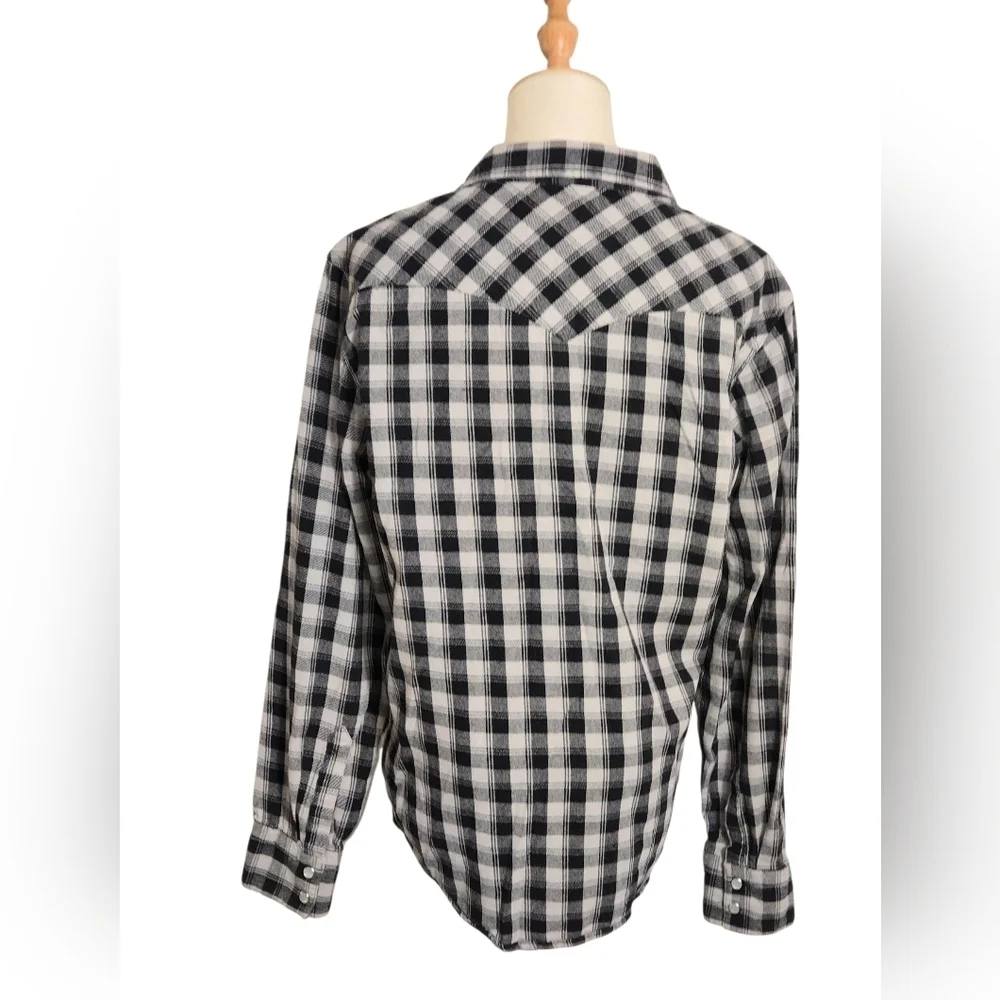 Levi's Black and Gray Checked Light Flannel Button Down Shirt